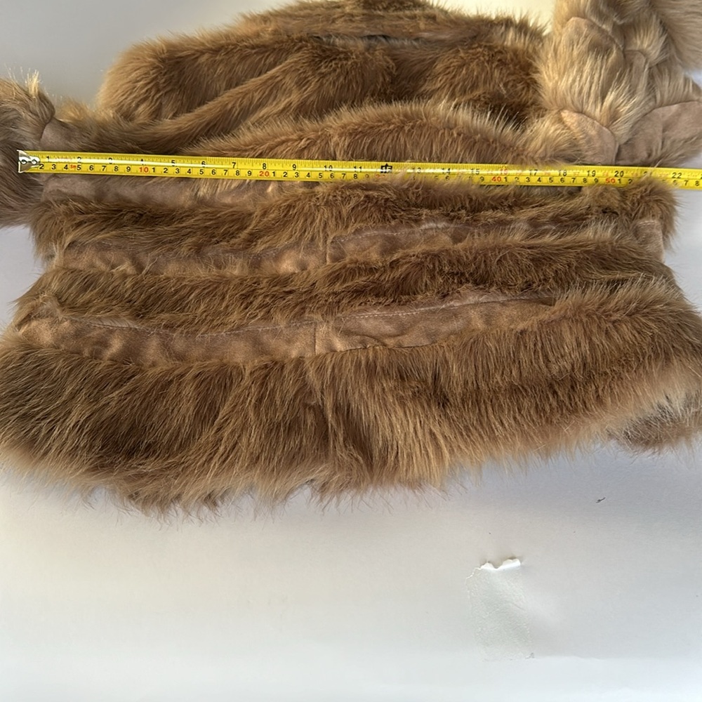 CHICOS Faux Suede Fur Jacket Burlywood Brown Size 1 or 8 fully lined - Picture 10 of 10